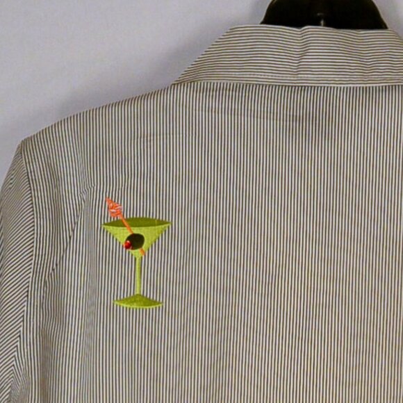 Majestic Martini Button Up Shirt Set Womens S Blue White Striped 2pc Preppy Top - Picture 7 of 10